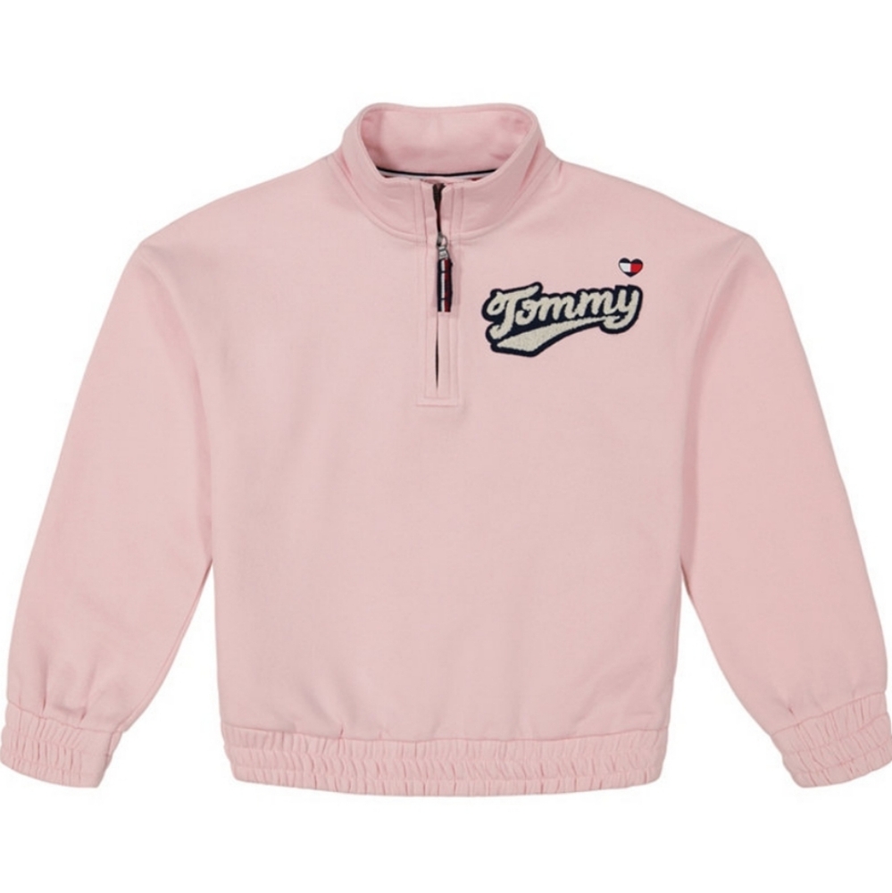 Tommy Hilfiger Quarter Zip Fleece Sweatshirt Pink 8-10